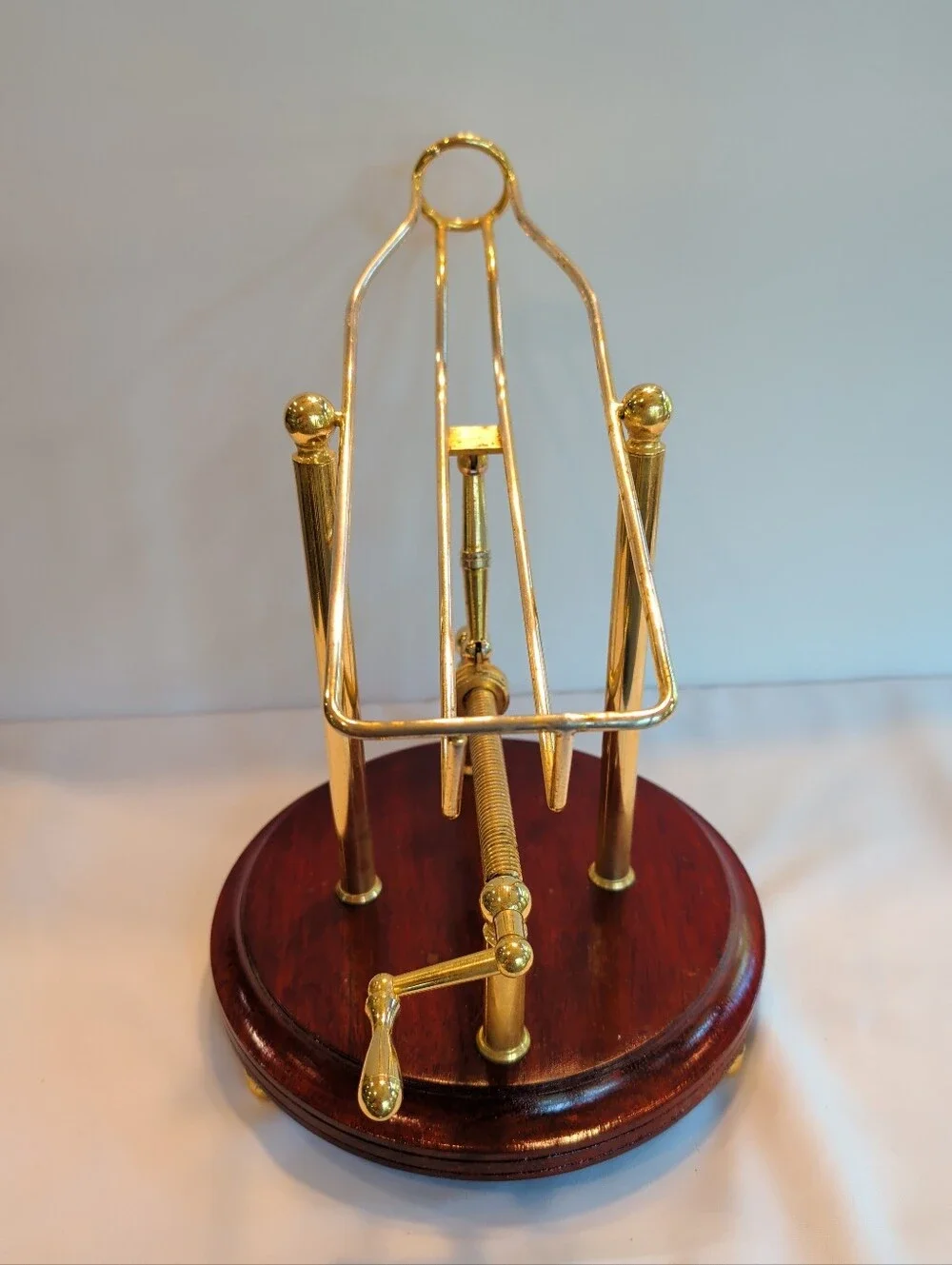 Mechanical Wine Decanting Cradle Brass & Wood Hong Kong  13 x 9
